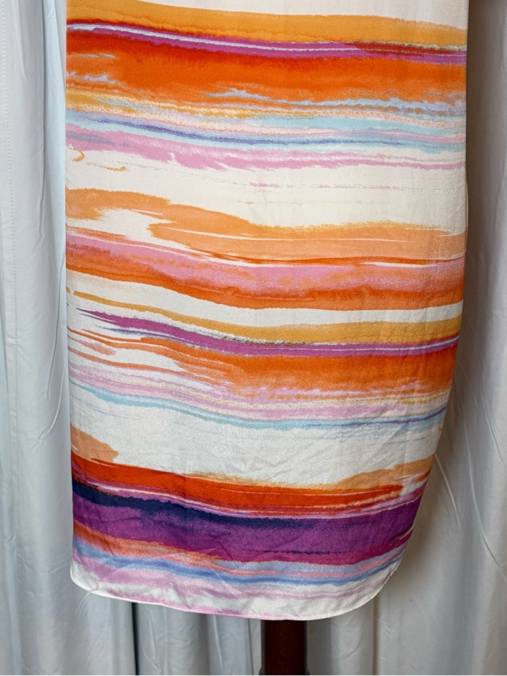 Amanda U Watercolor Ruffle Dress Bright Stripe Shift Medium - Picture 10 of 12
